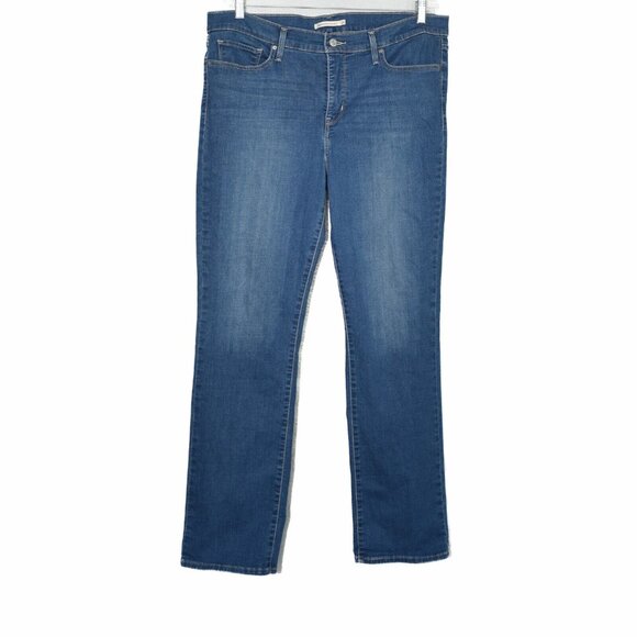 Levi's 314 Womens Blue Denim Jeans Solid Skinny Zip & Button 5 Pockets Size 34 - Picture 1 of 6